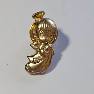 Enesco Vintage Gold Tone Precious Moments Angel Brooch